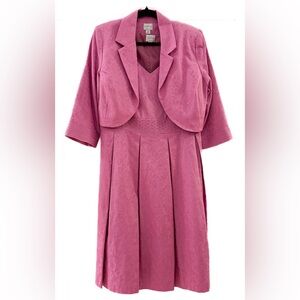 Emma James Floral Jacquard Bolero Jacket fit and flare Pleated Dress Set Pink 16
